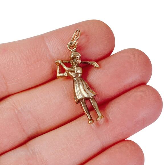 Vintage Mid Century Gold Filled Female Golfer Charm Pendant Sports Jewelry - Picture 2 of 9